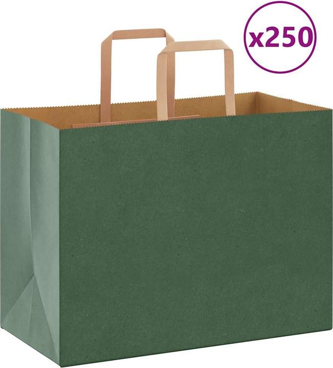 Image du produit VidaXL Sacs en papier kraft 250 pcs. avec anse Vert 32x17x25 cm Sac en papier (Pochette cadeau, 250 x)