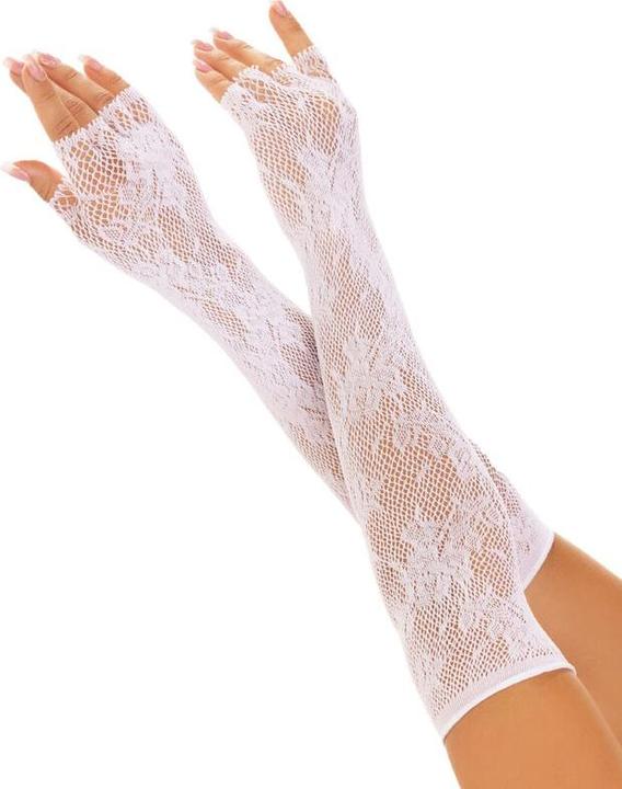 Actual product image Leg Avenue Floral Network Fingerless Gloves White (One size)