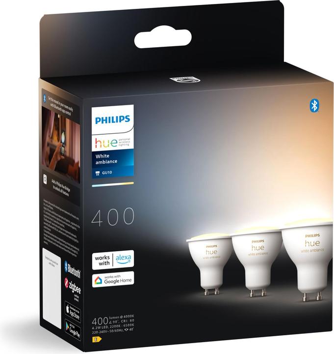 Actual product image Philips Hue White Ambiance (GU10, 4.20 W, 350 lm, 3 x, E)