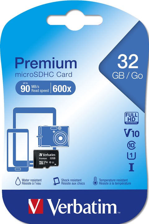 Actual product image Verbatim Micro SDHC Card (32 GB, microSDHC, U1, UHS-I)
