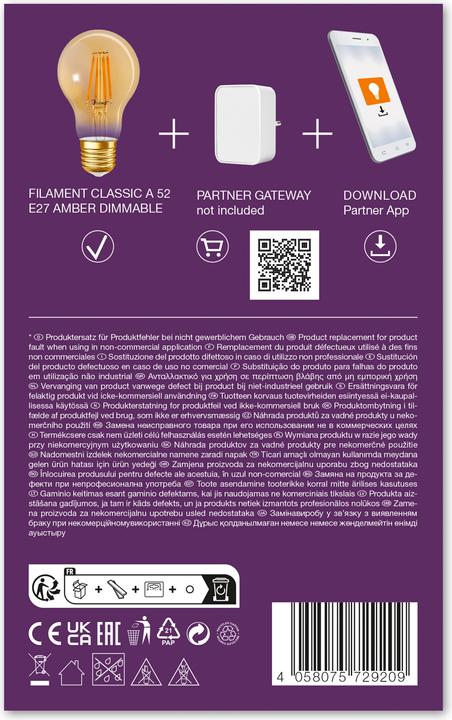 Valeurs nutritives et ingrédients Ledvance Filament Smart+ Classic (E27, 680 lm, 4x)