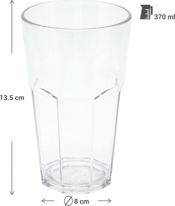 Excellent Houseware 4er-Set Trinkglas aus Kunststoff, 370 ml (0.37 l, 4x)