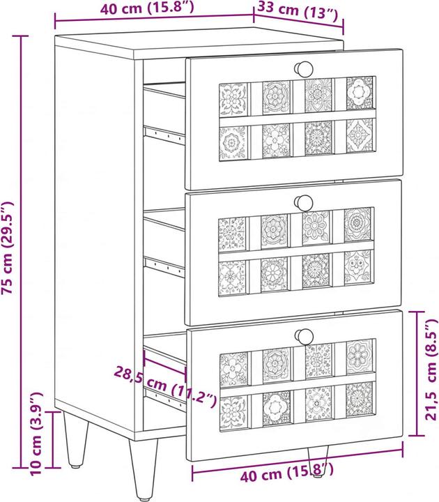 Actual product image vidaXL Sideboard (40 x 33 x 75 cm)