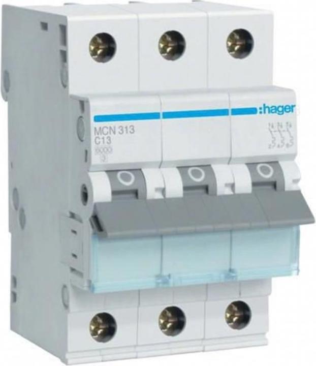 Hager Circuit breaker 3 pole 6kA C-13A 3M