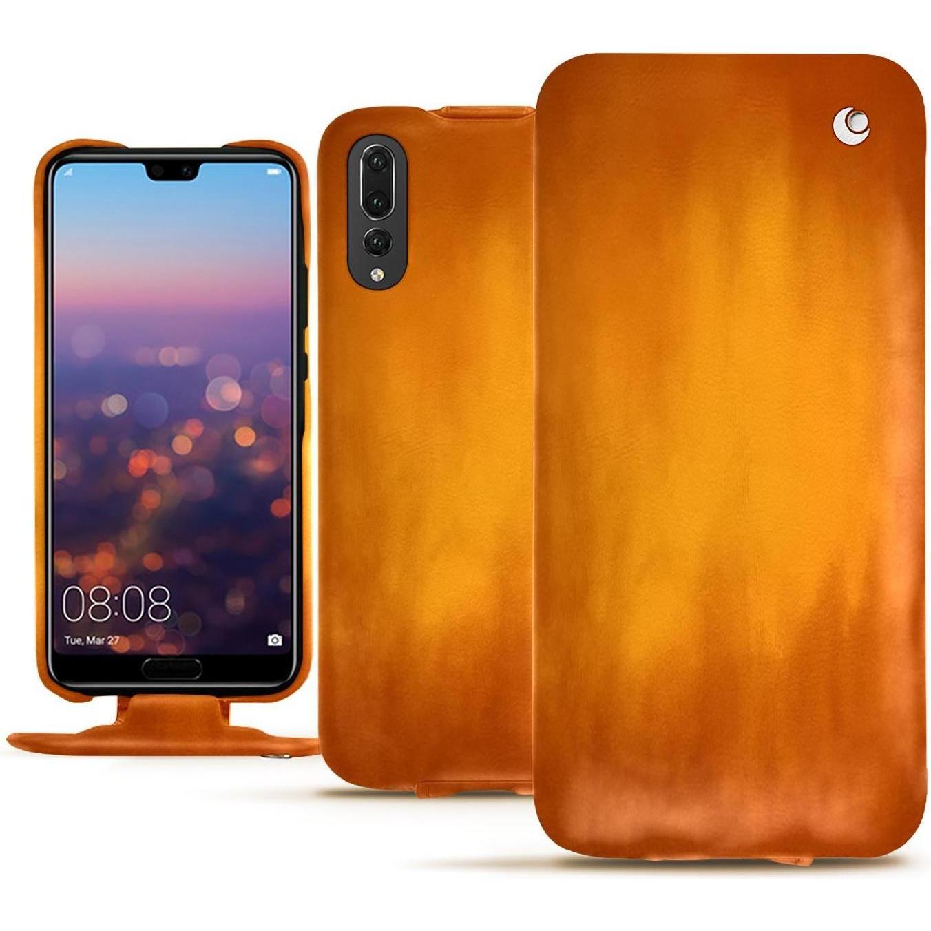 Noreve Lederschutzhülle vertikal (Huawei P20 Pro), Smartphone Hülle, Orange