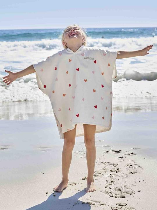 Produktbild Vertbaudet Kinder Badeponcho HERZEN mit Recycling-Baumwolle, personalisierbar (86, 98)