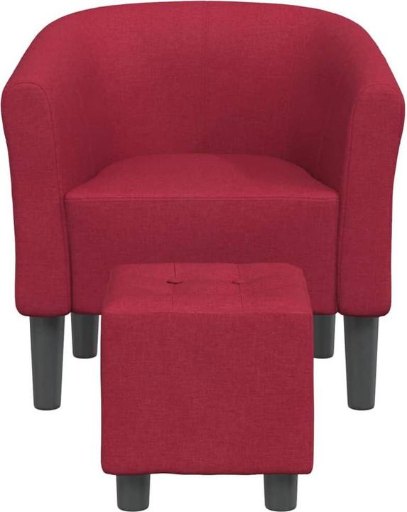 Produktbild vidaXL Clubsessel mit Fusshocker Weinrot Stoff,Farbe