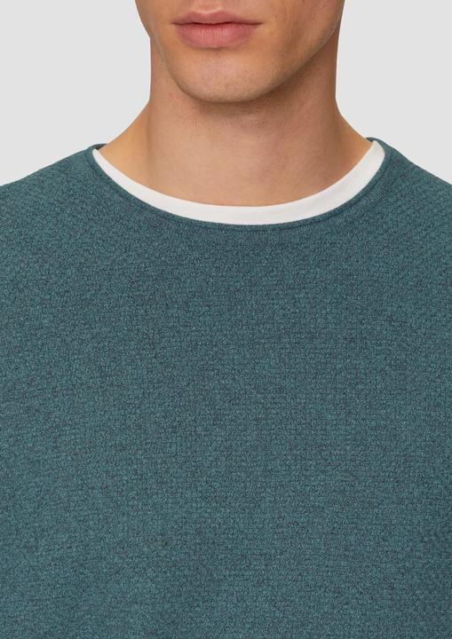 Produktbild s.Oliver Strickpullover Strickpullover mit Strukturmix und Logo-Patch (XXL)