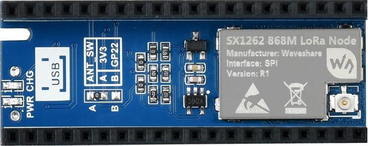Immagine prodotto WaveShare Modulo nodo LoRa Pico per Raspberry Pi Pico SX1262