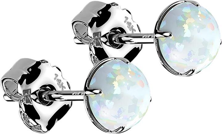 Image du produit Star Piercing Clou d'oreille en or blanc 14k avec opale blanche (sans laiton, Or 14k)
