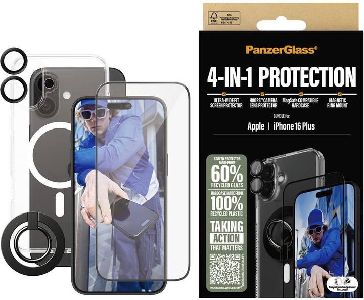 Productafbeelding PanzerGlass 4-in-1 Beschermingsbundel (1 Stuk, Apple iPhone 16 Plus)