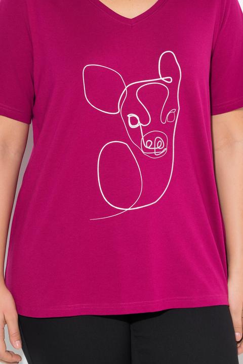 Image du produit Ulla Popken T-shirt, motif animal métallisé. Col V et manches courtes (58)