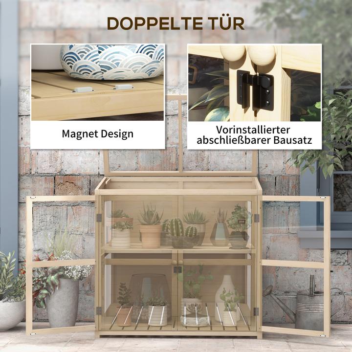 Produktbild Outsunny Frühbeet Acryl, Tannenholz Naturholz