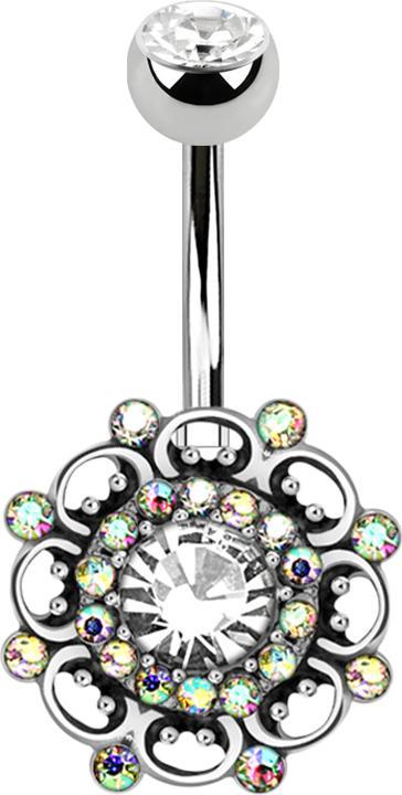 Immagine prodotto Star Piercing Banana d'argento con sfera di cristallo d'argento vintage swirl (Ottone, Acciaio chirurgico 316L)