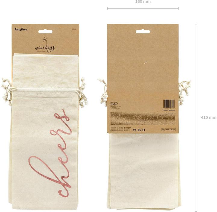 Produktbild Partydeco Flaschentasche Flaschentasche Cheers 5 Stück, Beige/Rosegold (1x)