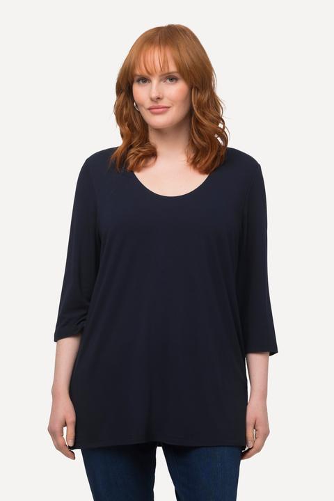 Produktbild Ulla Popken Shirt, tiefer Rundhalsausschnitt, 3/4 Arm (42, 44)
