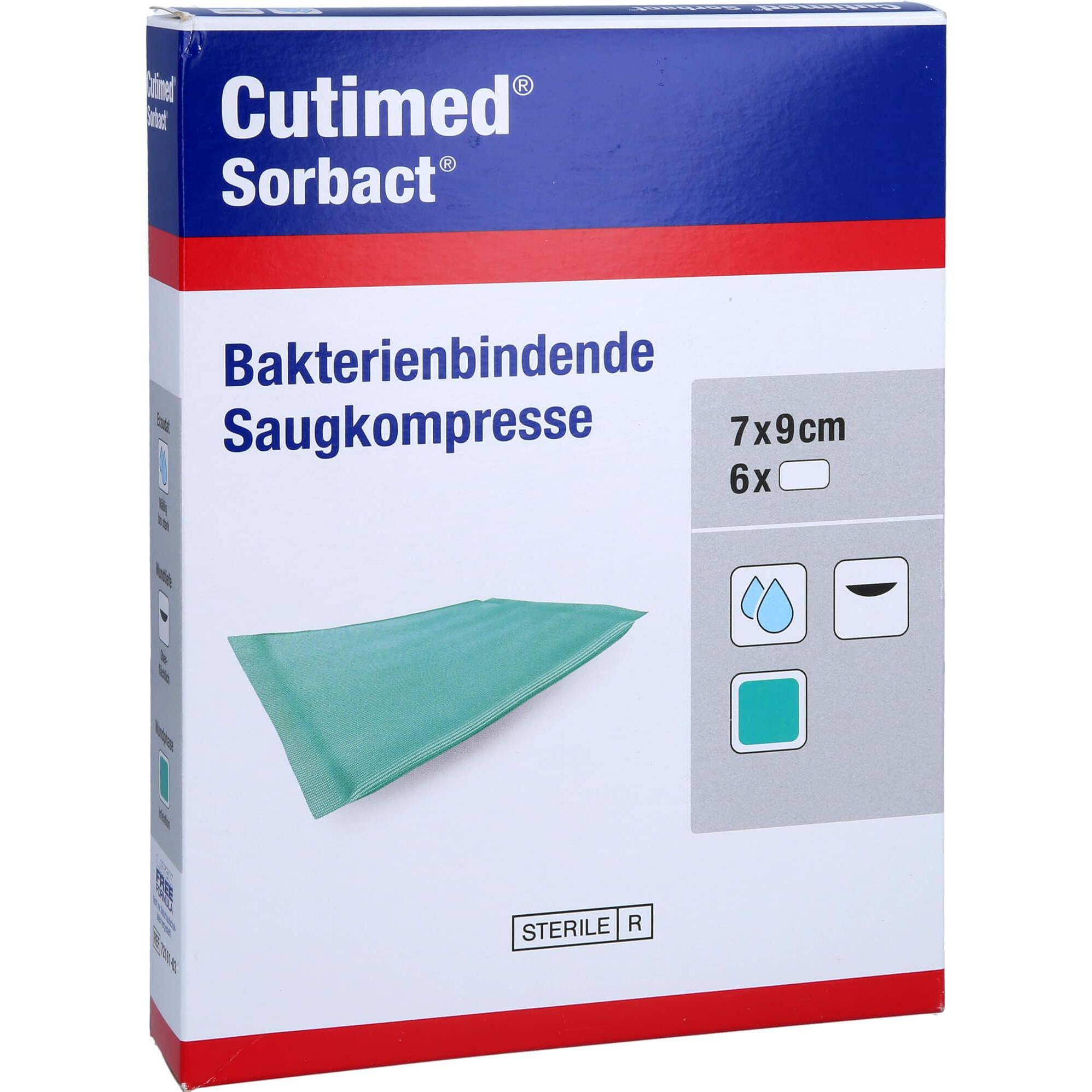 BSN, Verbandsmaterial, Cutimed Sorbact Saugkompressen 7x9cm, 6 St KOM