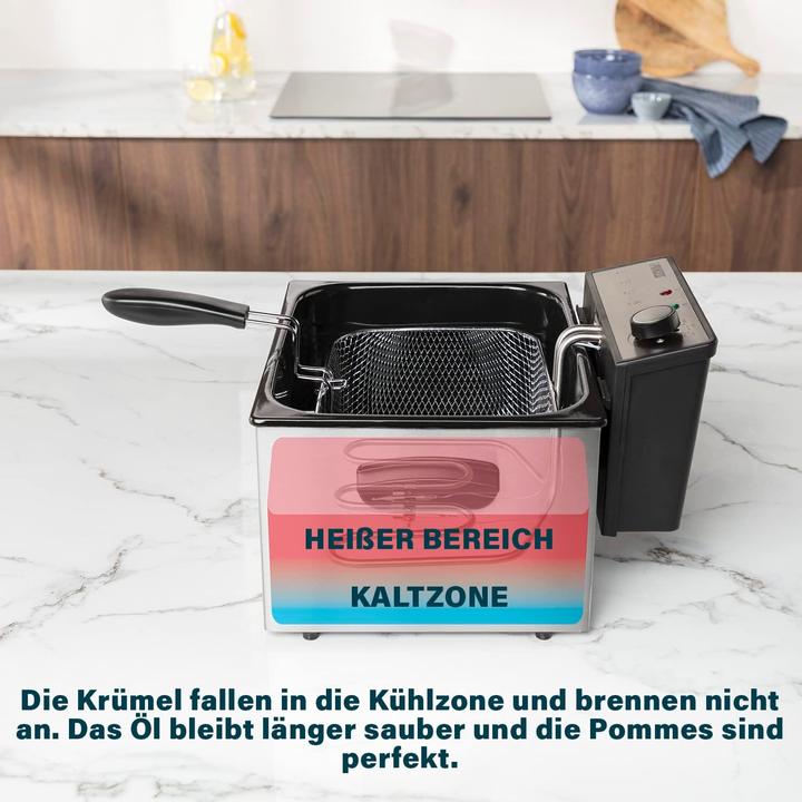 Actual product image Princess Deep fryer - 3270 watts, 5 liters, thermostat, 3 frying baskets, cold zone, 6-7 people, 185000