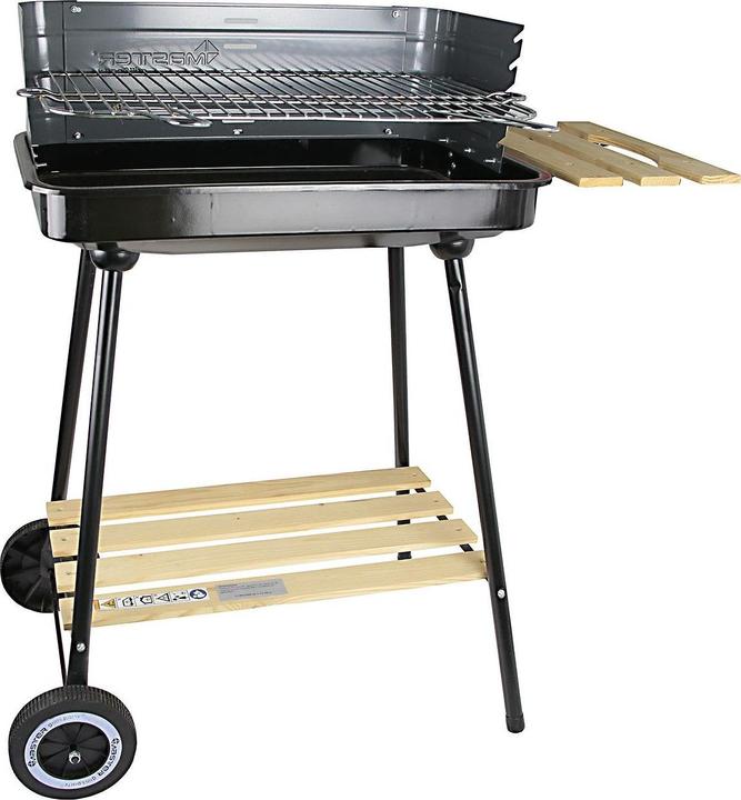 Master Mastergrill Wooden Google Grill Barbecue Trolley with Side Board Stand Barbecue 58x38x83cm (58 cm)