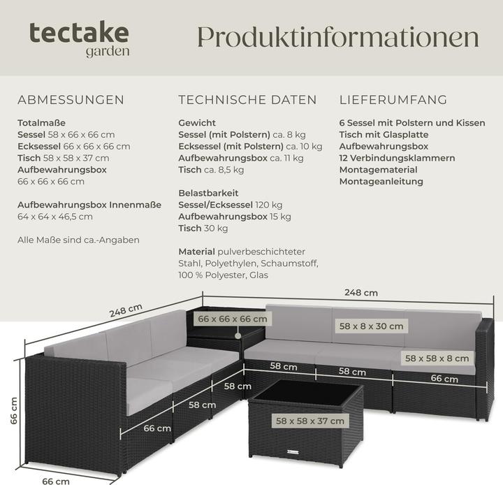Produktbild tectake Rattan Lounge Verona