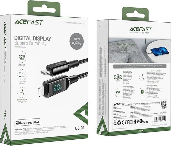 Actual product image Acefast C6-01 (1.20 m, USB 2.0, 30 W)