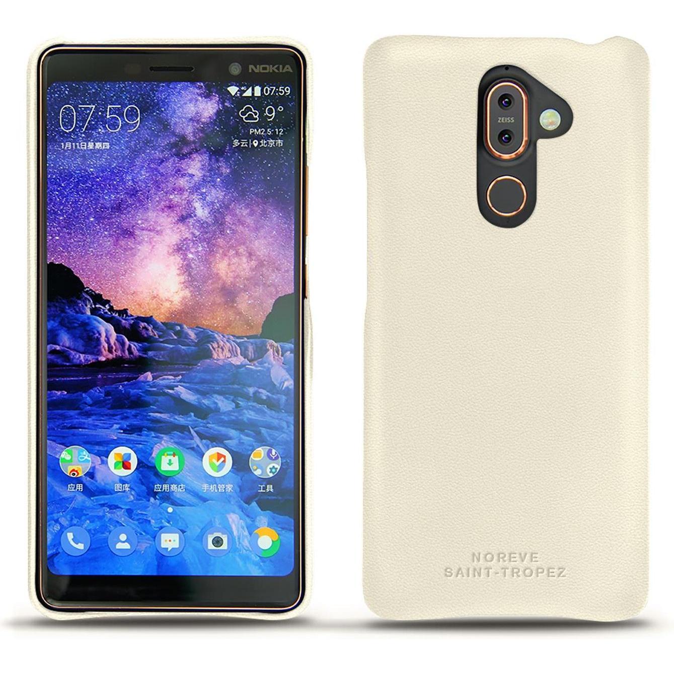 Noreve Lederschutzhülle (Nokia 7 Plus), Smartphone Hülle, Weiss