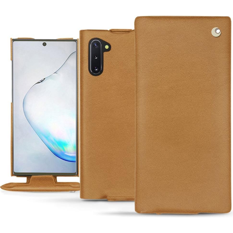 Noreve Lederschutzhülle vertikal (Samsung Galaxy Note 10), Smartphone Hülle, Braun