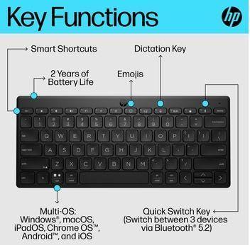 Actual product image HP 355 Compact Multi-Device - Keyboard - (Eng. Int., Wireless)