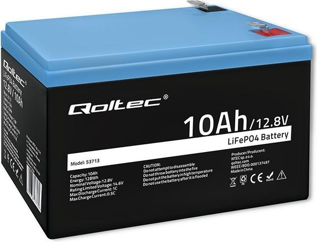 Produktbild Qoltec LiFePO4 Lithium-Eisenphosphat-Batterie (12.80 V, 10 Ah)
