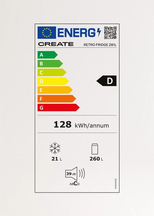 Energie-Label Create Fridge Retro (281 l)