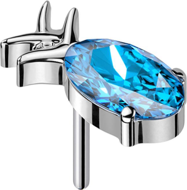 Actual product image Star Piercing Threadless Pineapple silver crystal aqua (without brass, Titanium)
