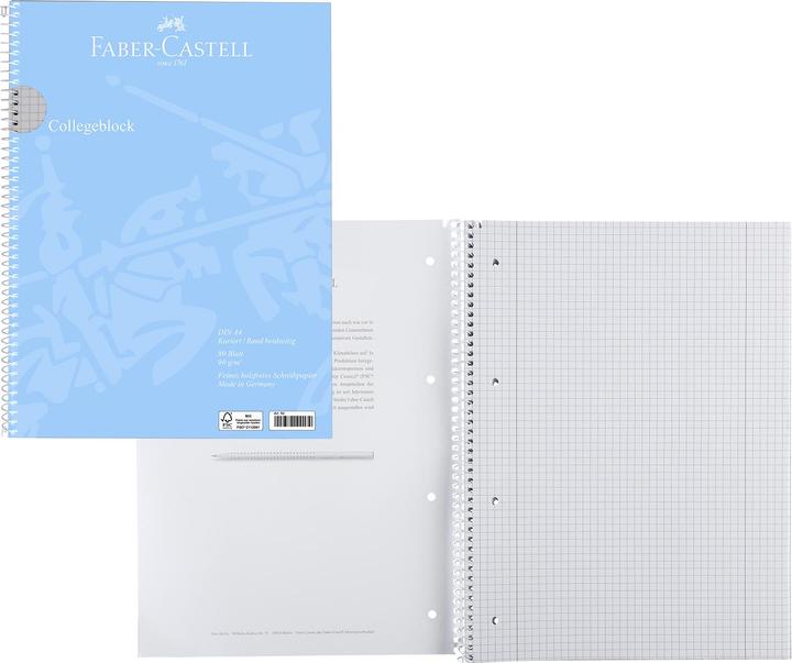 Produktbild Faber-Castell Collegeblock A4 kariert, sky blue (A4, Kariert, Weicher Einband)