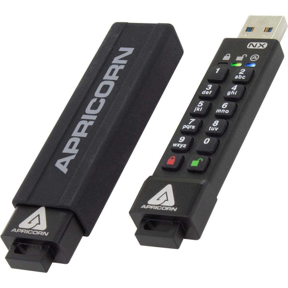 Thumbnail - Apricorn SecureKey 3NX (8 GB, USB-A, USB 3.1), USB Stick, Schwarz