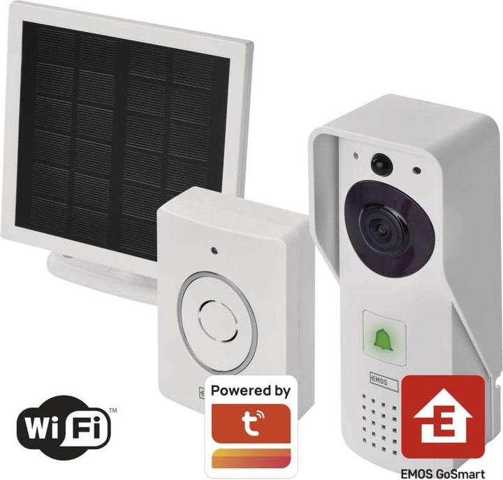 Produktbild Emos GoSmart Drahtlose Video-Türklingel IP-09D mit WiFi und Solarpanel, batteriebetrieben (WLAN)