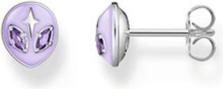 Produktbild Thomas Sabo Ohrstecker Alienkopf mit Kaltemaille und violetten Steinen Silber (Emaille, Silber)