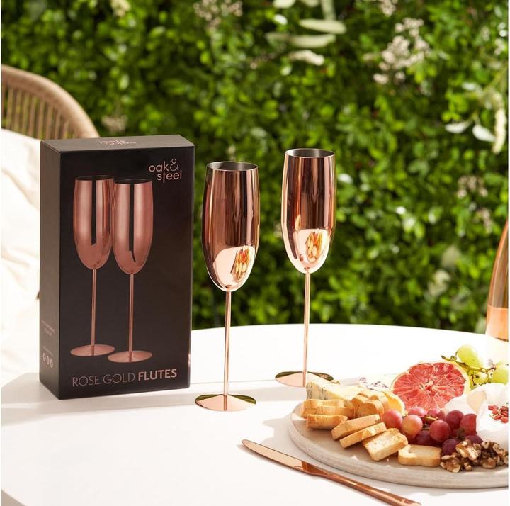 Produktbild Oak & Steel Edelstahl Sektgläser Rosegold 2er-Set (28.50 cl, 2 Gläser, Sektgläser)