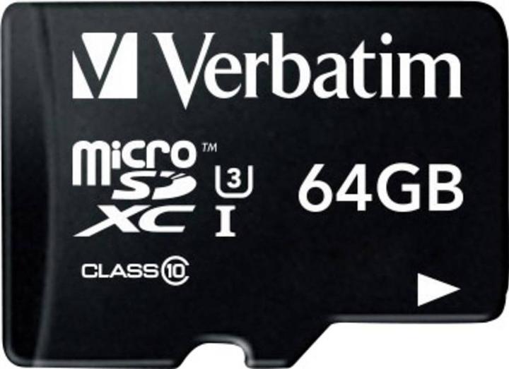 Actual product image Verbatim Pro (64 GB, microSDXC, U3, UHS-I)