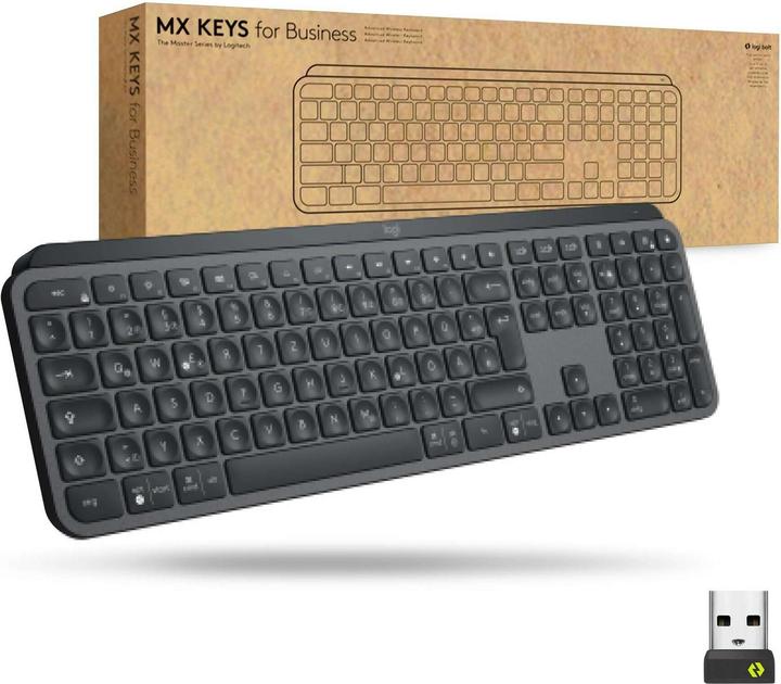 Actual product image Logitech MX Keys for Business Tastatur RF Wireless + Bluetooth UK International Graphit (English-international, Wireless)