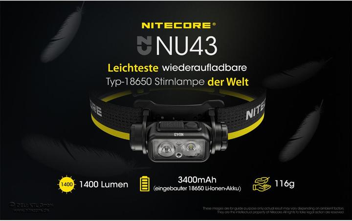 Image du produit Nitecore NU43 Noir, Jaune Lampe de poche frontale LED (1400 lm)