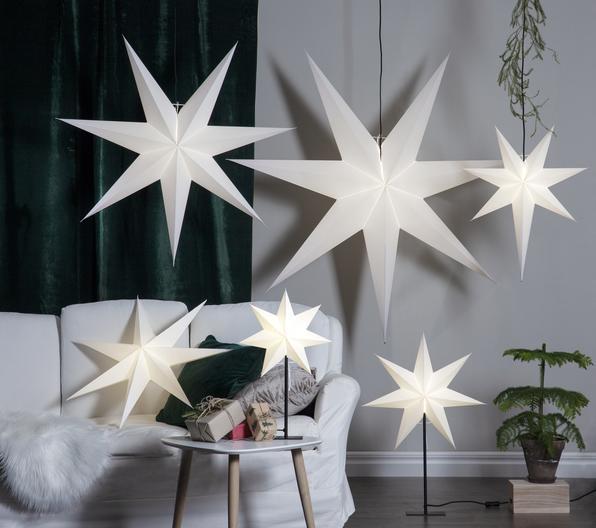 Produktbild Star Trading Papierstern on base FROZEN weiss 34x55cm 1 LED E14