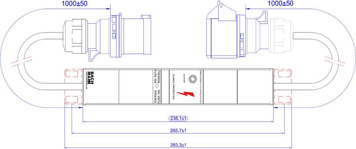 Image du produit Bachmann ALU 1HE VM 1xSPD sans LED 1m H05VV-F 3G4,00mm CEE 32A (1 x, CEE, 1 m)