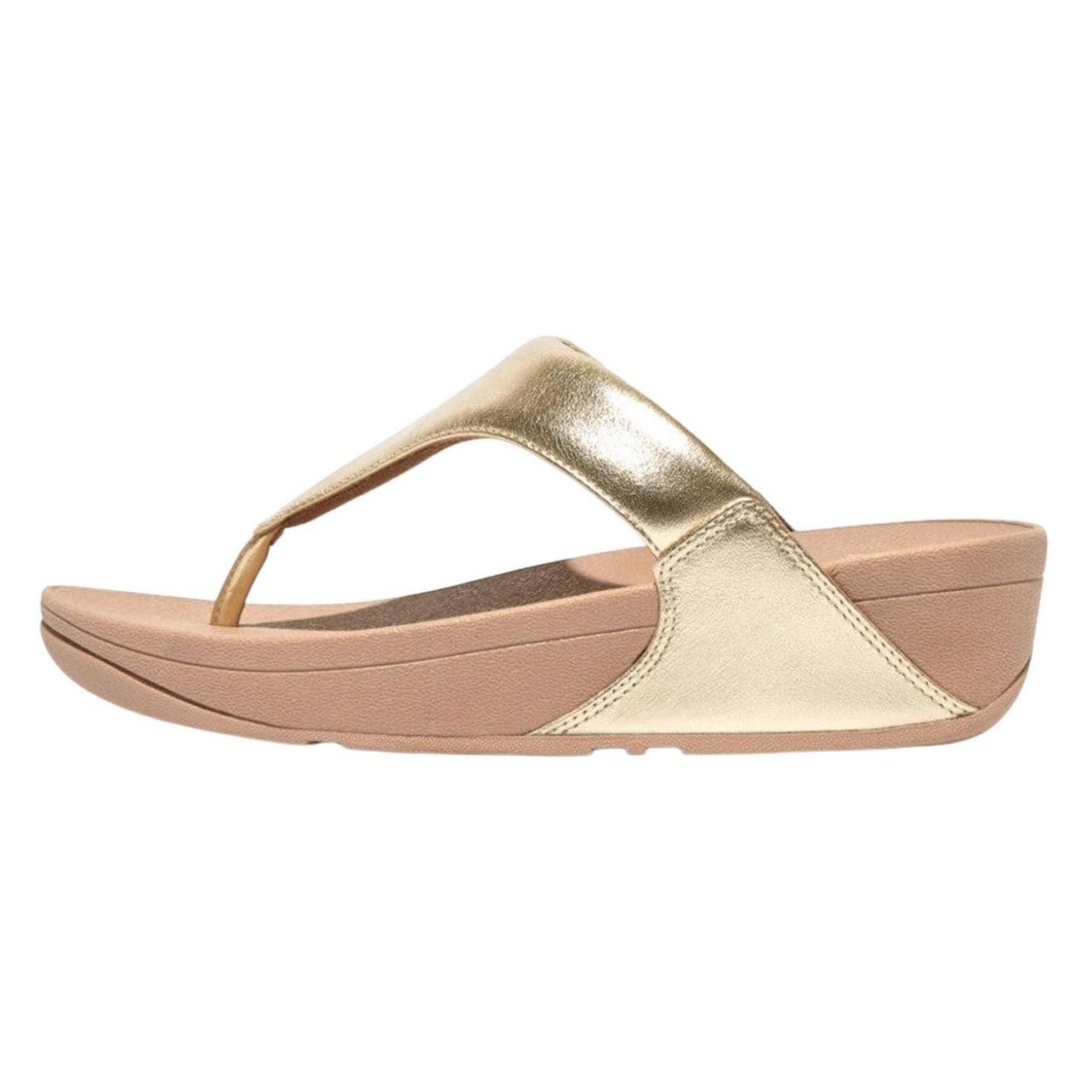Fitflop, Damen, Sandalen, Lulu Leather Toepost Vrouwen Teenslippers - Platino - 39, Gold, (39)