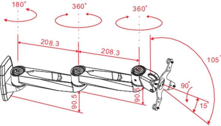 Produktbild SpeaKa Professional SuperSwivel Monitor-Wandhalter, Neig Schwenk- und Drehbar (Wand, 30", 14 kg)