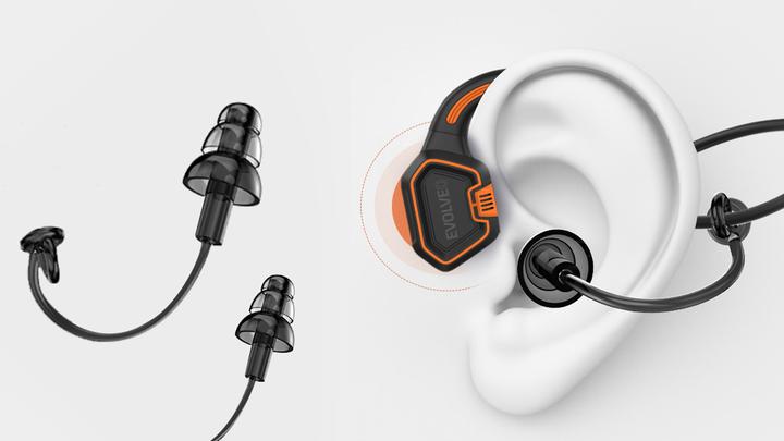 Actual product image A4Tech EVOLVEO BoneSwim MP3 16GB, bluetooth bezdrátová sluchátka s mikrofonem na lícní kosti, šedé (Wireless)