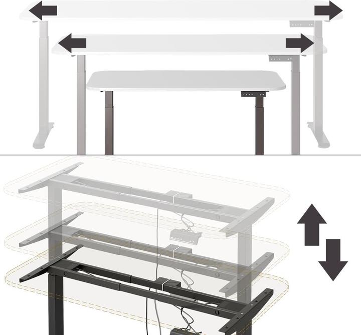 Produktbild Vicco Schreibtisch Elevate, Weiss/Schwarz, 180 x 57.5 cm (140 x 80 x 120 cm)