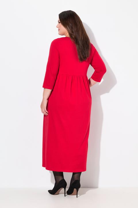 Image du produit Ulla Popken Robe en jersey, couture empire, col V, manches 3/4, poches (50, 52)