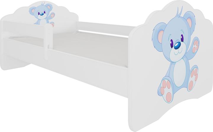Actual product image ADRK Furniture Bed with Mattress and Railing CASIMO BLUE BEAR 140x70 (140 x 70 cm)