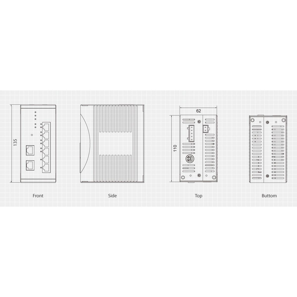 Thumbnail - LevelOne 4 X 802.3AF POE + 3 FE+ 1 MM S (7 Ports), Netzwerk Switch, Grau