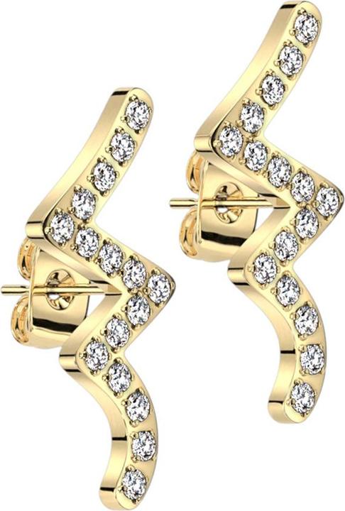 Immagine prodotto Star Piercing Orecchini a onda placcati oro con cristalli argento (senza ottone, Acciaio chirurgico 316L)