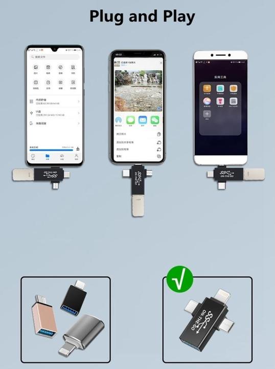 Produktbild PowerGuard 3-in-1 USB-C MicroUSB Lightning OTG Adapter (USB 3.0)